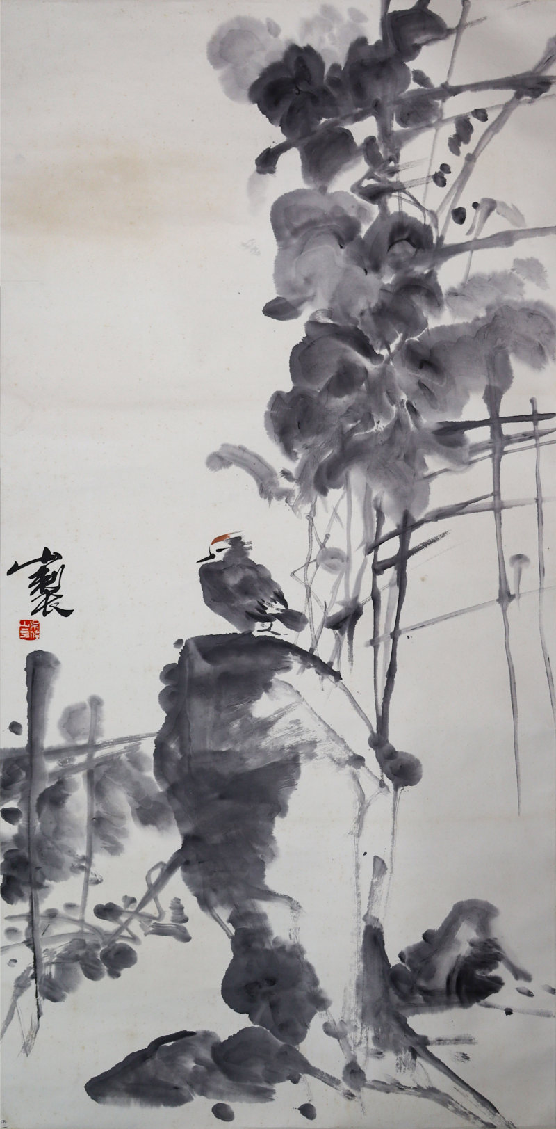 吴伟山《墨藤孤离石畔秋》